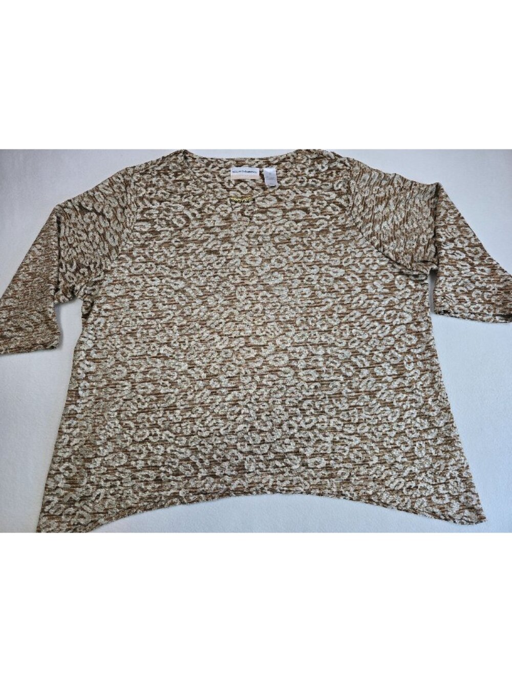 Alfred Dunner Womens 3X Gold Leopard Print Sweater